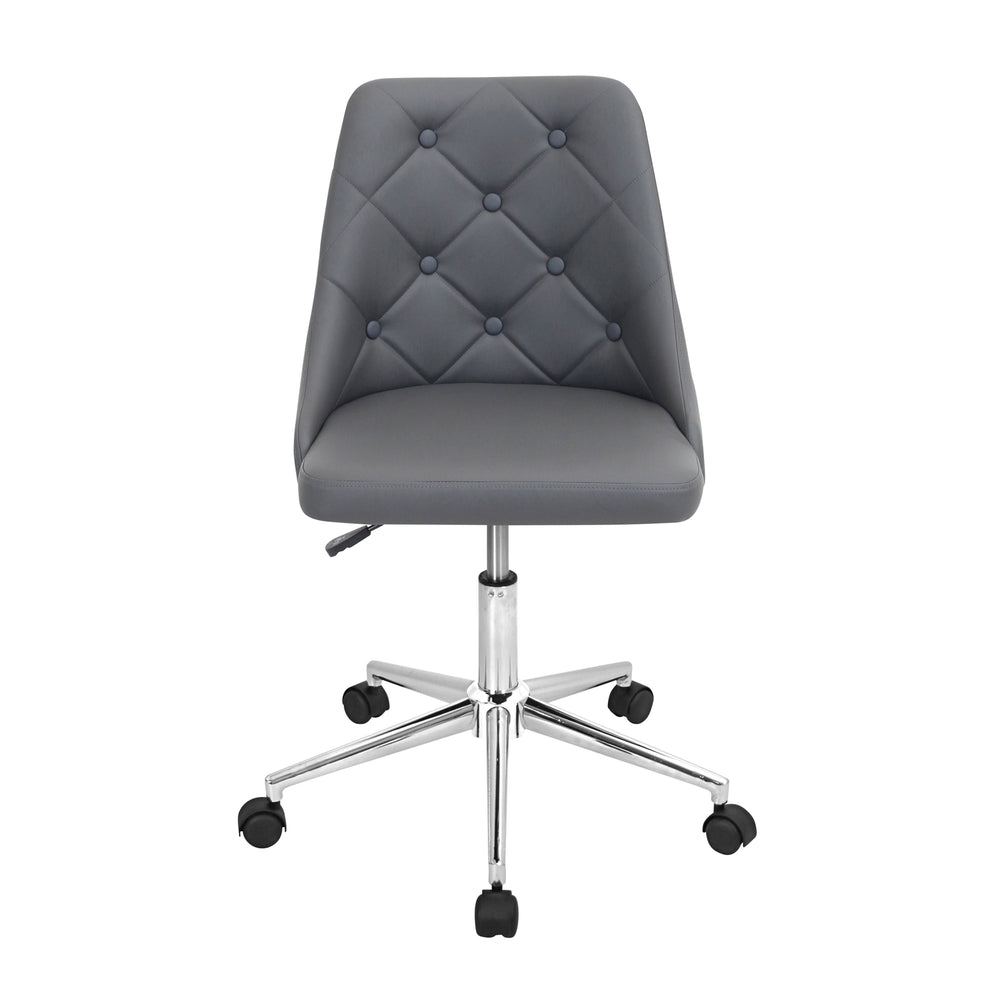 English Elm Marche Grey Faux Leather Office Chair with Button Tufting, Chrome Base, Adjustable Swivel Comfort B202P223939