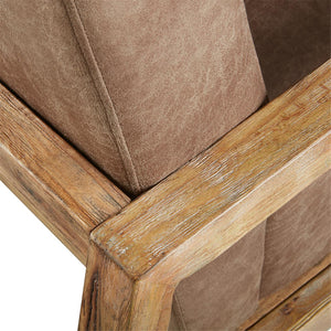 JLA Home INK+IVY - Low Profile Accent Chair with Taupe Poly-Leather & Reclaimed Wood Arms — Compact, Plush Contemporary Seating II100-0048
