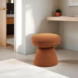 English Elm Contemporary Plush Pleated Round Ottoman Stool with Gold Trim Base, Velvet-Like Accent Seat for Living Room Brown Mix 18 L x 18 W x 20 H B2741P388373