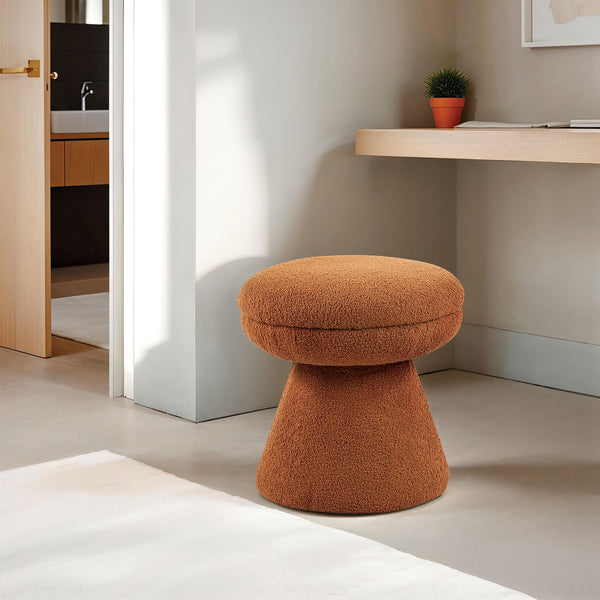 English Elm Contemporary Plush Pleated Round Ottoman Stool with Gold Trim Base, Velvet-Like Accent Seat for Living Room Brown Mix 18 L x 18 W x 20 H B2741P388373