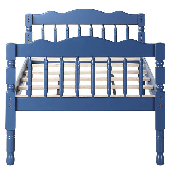 English Elm Blue Convertible Twin-Over-Twin Bunk Bed in Dark Blue with Built-in Ladder, Guard Rail, 28" Clearance B062S00491