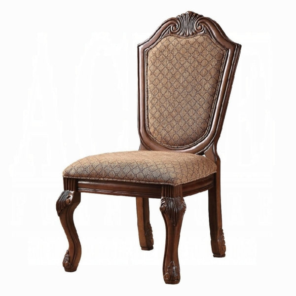 English Elm Chateau Upholstered De Ville Side Chair Set of 2 – Cherry Wood Trim, Padded Fabric Seats, Elegant Arched Back B2726P282913