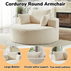 English Elm 55'l Corduroy Sleeper Chair Fluffy Lounge Seat for Bedroom or Media Room W834P413053