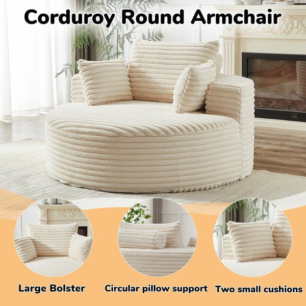 English Elm 55'l Corduroy Sleeper Chair Fluffy Lounge Seat for Bedroom or Media Room W834P413053