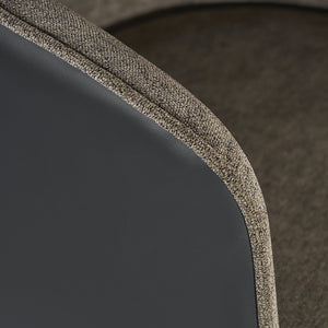 Sunpan Asher Modern Barrel Back Barstool with Stylish Black Steel Legs and Elegant Gold Foot Caps Sparrow Grey / Napa Black