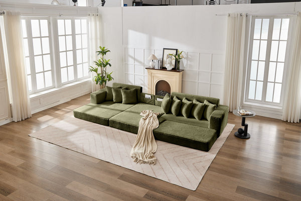 English Elm Convertible Floor Sofa Bed – Ultra-Soft Corduroy, Space-Saving Design For Small Apartments & Lounges W2915S00074