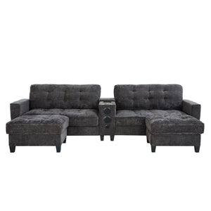 English Elm Swivel Barrel Accent Chair Chenille Tufted Round Club Seat for Living Room Lounge Grey N719S002290E