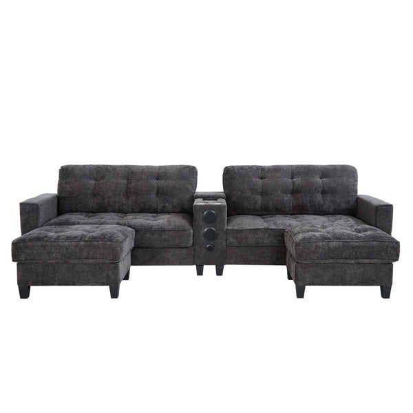 English Elm Swivel Barrel Accent Chair Chenille Tufted Round Club Seat for Living Room Lounge Grey N719S002290E