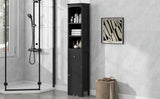 English Elm Tall Bathroom Cabinet, Freestanding Storage Cabinet With Drawer, Mdf Board, Adjustable Shelf, Black