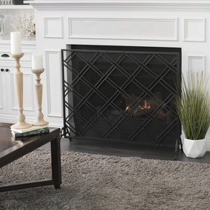 English Elm Christopher Knight Home® - FIRE Iron Fireplace Screen with Durable Mesh Guard and Stable Frame for Safety and Classic Hearth Appeal Black 61129.00BLK