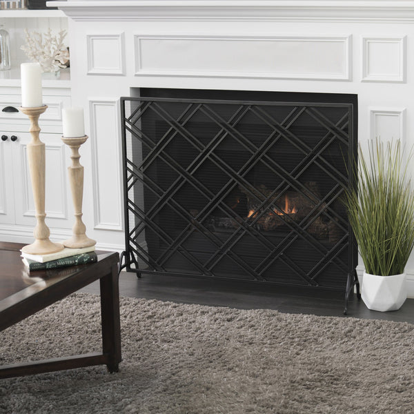 English Elm Christopher Knight Home® - FIRE Iron Fireplace Screen with Durable Mesh Guard and Stable Frame for Safety and Classic Hearth Appeal Black 61129.00BLK