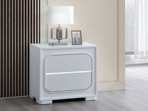 English Elm Milan Contemporary Wood Nightstand with Built in Led Lighting and Wave Sensor Control White B078P497947