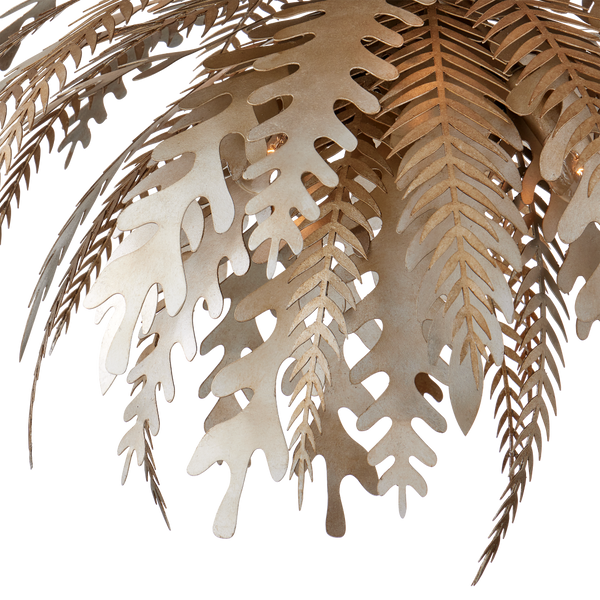 Abyssinia Chandelier - Nature-Inspired Wrought Iron Design with Adjustable Height & Silver Leaf Finish