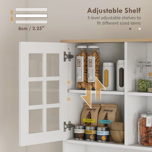 English Elm Homcom 72" Freestanding Kitchen Pantry Cabinet With Hutch, Adjustable Shelves & Elegant Design W2225P217930