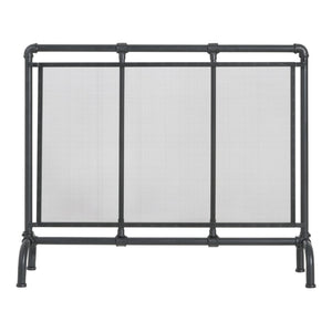 English Elm Celeste Single Panel Iron Fireplace Screen Matte Black Industrial Pipe Frame Hearth Decor N775P386833B