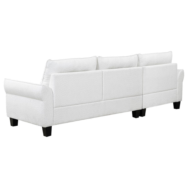 English Elm Granholm Teddy Bear Fabric Sectional Sofa with Curved Arms and Tapered Wood Legs B062S01454