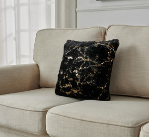 English Elm Luxury Chinchilla Faux Fur Pillow - Gilded Black Accent (22"X22") For Modern Glam Home Decor B030P233953