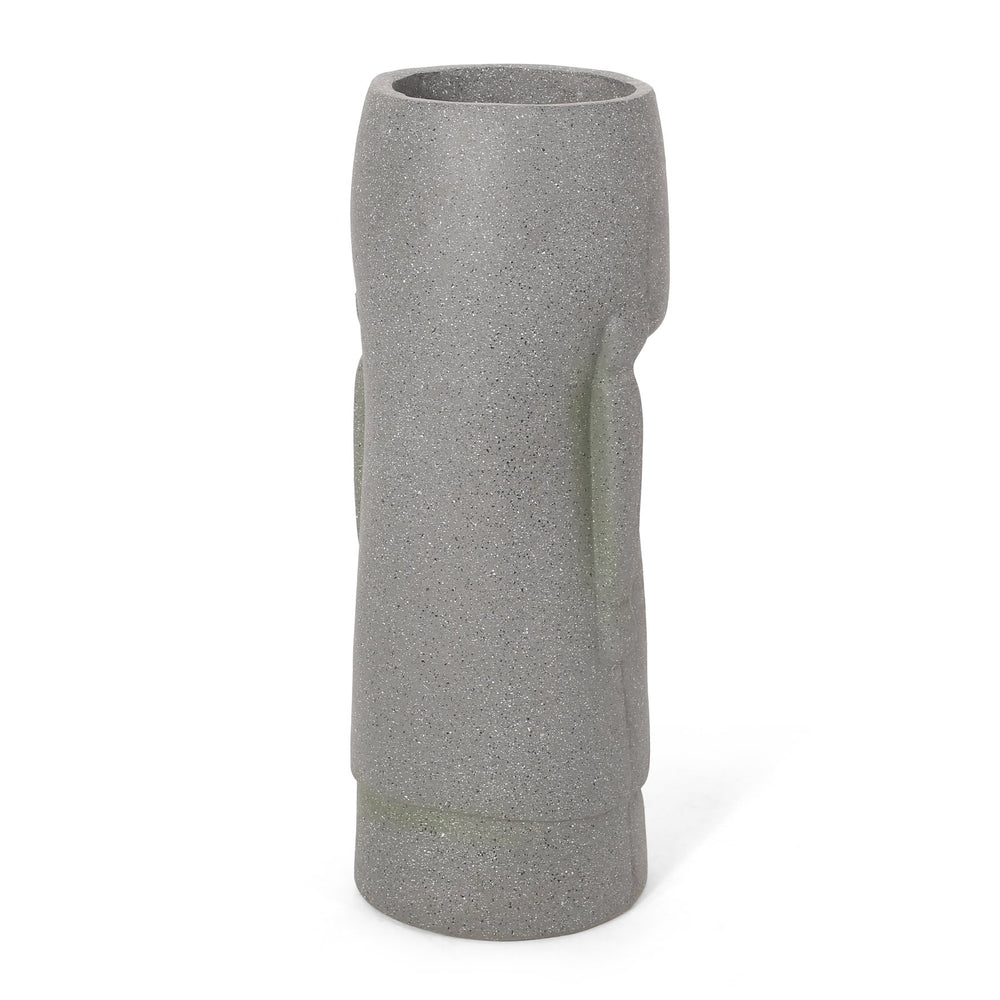 English Elm Christopher Knight Home® - FLOWER Cast Stone Planter in Stone Gray — 24" Tall Durable Magnesium Oxide Outdoor Garden Accent 70875.00STNGRY