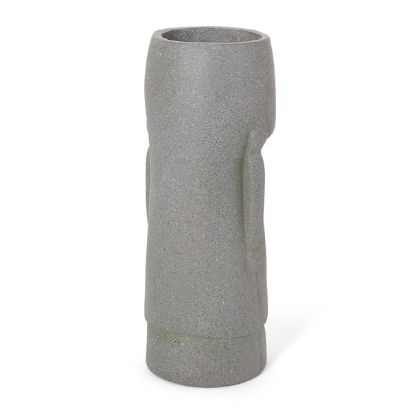 English Elm Christopher Knight Home® - FLOWER Cast Stone Planter in Stone Gray — 24" Tall Durable Magnesium Oxide Outdoor Garden Accent 70875.00STNGRY