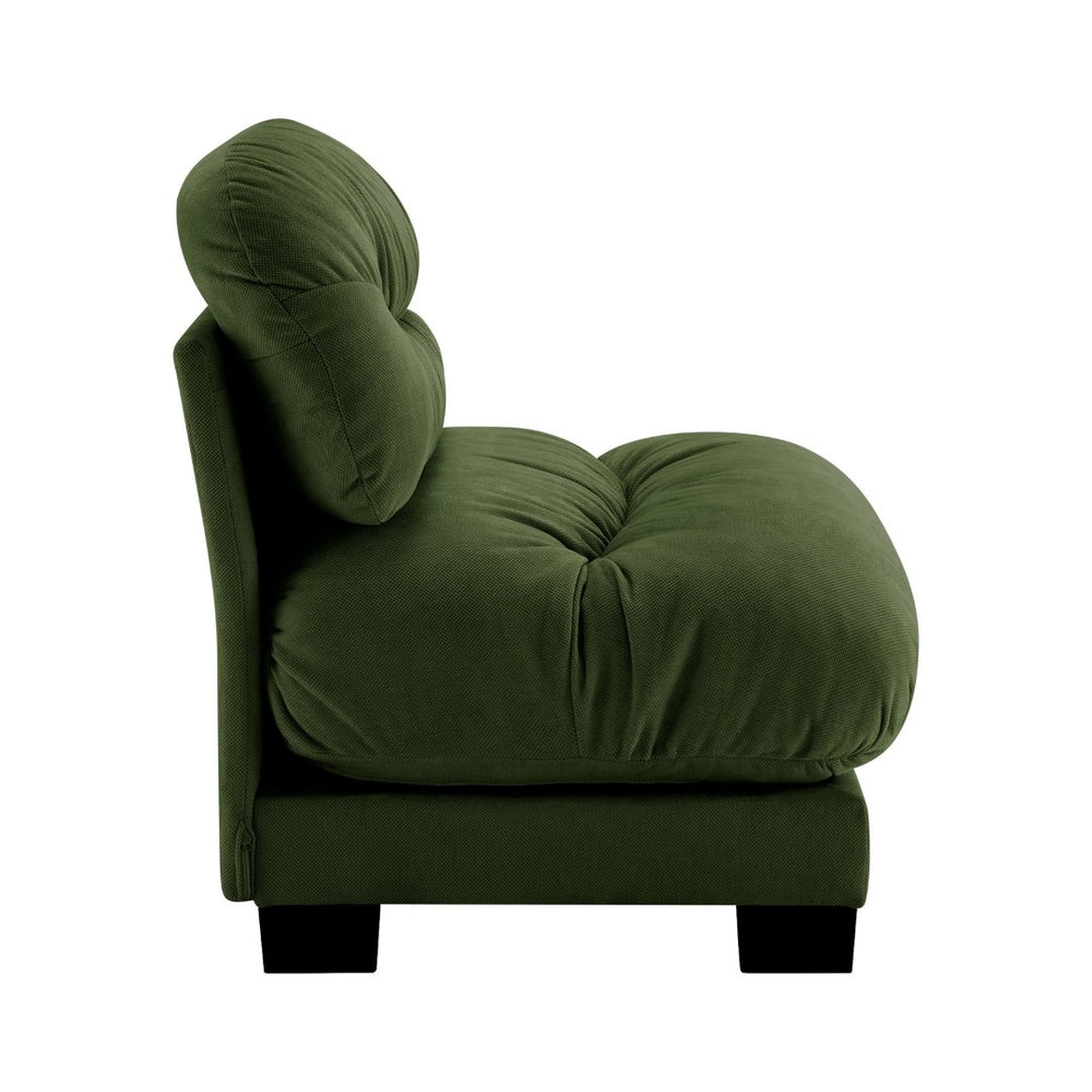 English Elm Flora Armless Chenille Sofa Pleated Back Modular Seating for Compact Living Rooms Green W5656P454493