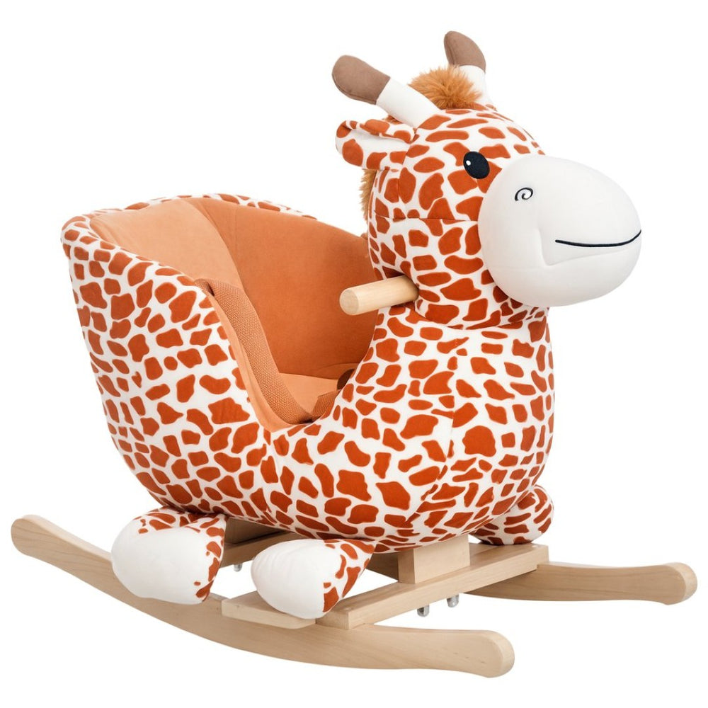 English Elm Kids Giraffe Plush Ride on Rocking Toy with Musical Ear Button and Safety Belt T3971P383495