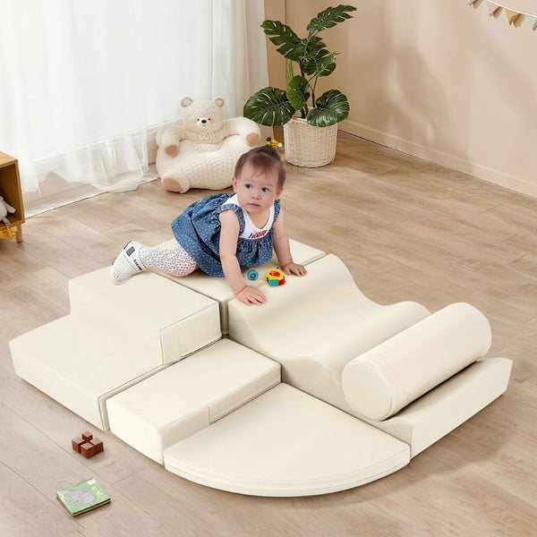 English Elm Soft Foam Toddler Playset 6 Piece Indoor Climbing Crawling Active Play Structure N710P223031K