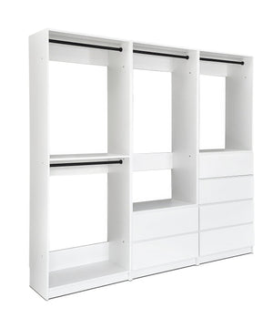 English Elm Prosper Freestanding White Wood Walk-In Closet System with Oak Finish, Modular Durable Storage Design B040S00138