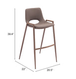 Desi Barstool - Set of 2 Brown & Walnut 109734 Zuo Modern