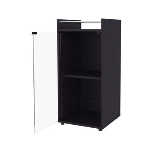 English Elm Glass Door Bar Cabinet with Interior Shelves Wenge Melamine Finish Modern Storage B128P458631