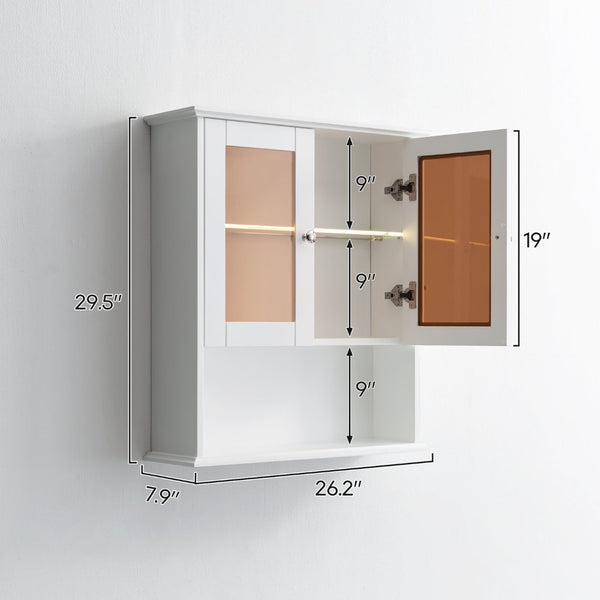 English Elm Upgraded Wall Mounted Bathroom Cabinet Mdf Over Toilet Storage with Soft Close Doors White T3785P356591