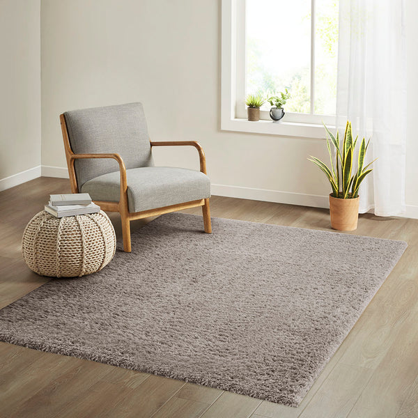 JLA Home Madison Park - Super Polyester Shag Area Rug with Luxurious High-Pile Comfort, Durable Polyester, Non-Slip Backing Grey MP35-7574