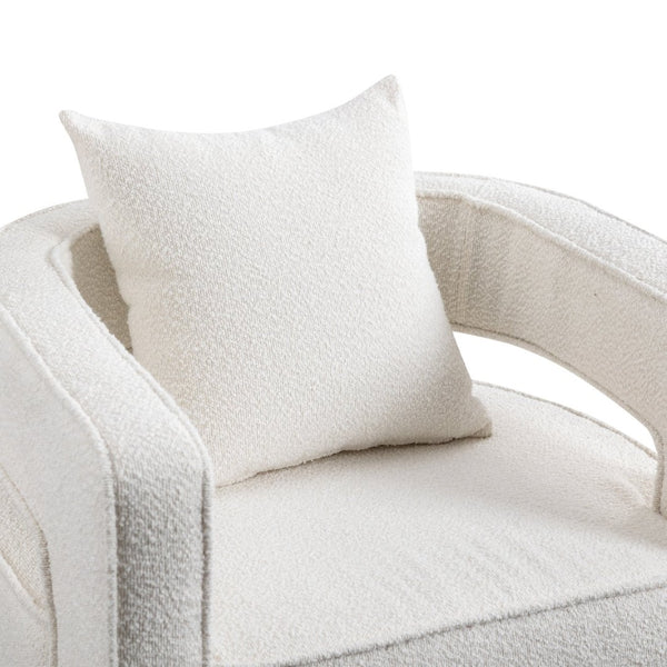 English Elm 29.13"w Boucle Swivel Accent Chair Open Back 360 Rotation Modern Lounge Seating Ivory W3188P417880