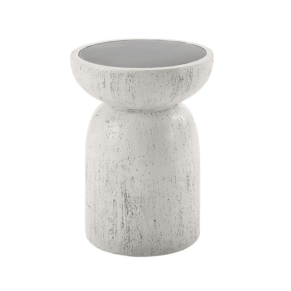 English Elm Dylana Natural Gray Round Fiber Concrete Accent Table – Lightweight Faux Concrete, Eco Cement Modern Chic B2726P246009