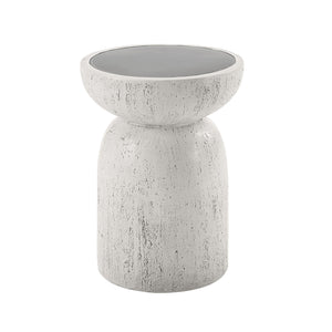 English Elm Dylana Natural Gray Round Fiber Concrete Accent Table – Lightweight Faux Concrete, Eco Cement Modern Chic B2726P246009