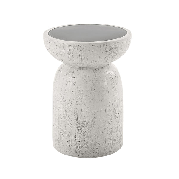 English Elm Dylana Natural Gray Round Fiber Concrete Accent Table – Lightweight Faux Concrete, Eco Cement Modern Chic B2726P246009
