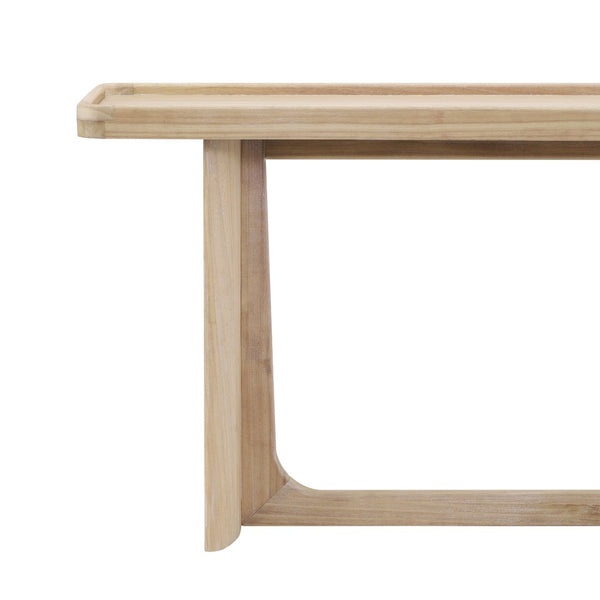 English Elm Farmhouse Console Table Tray Top Trestle Base Distressed Wood Entryway Sofa Natural N760P359387N