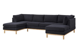 English Elm Helena Sherpa U-shaped Sectional with Double Chaise and Wood Trim for Family Rooms B2749S00218