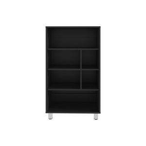 English Elm Bellagio 40" Tall Narrow Four-Tier Shelf Bookcase in Black — 6 Cubbies, 4 Shelves, Space-Saving Durable Design B200P253715
