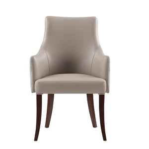 English Elm Connie Luxurious Vegan Leather & Velvet Armchair In Taupe - Mid-Century Design For Modern Living B365P397805