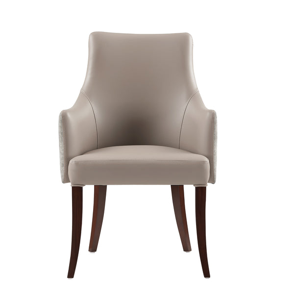 English Elm Connie Luxurious Vegan Leather & Velvet Armchair In Taupe - Mid-Century Design For Modern Living B365P397805