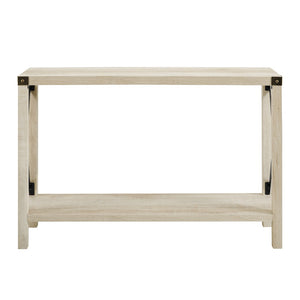 English Elm Walker Edison - Modern Farmhouse Metal-X Entry Table With Lower Shelf - White Oak