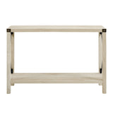 English Elm Walker Edison - Modern Farmhouse Metal-X Entry Table With Lower Shelf - White Oak