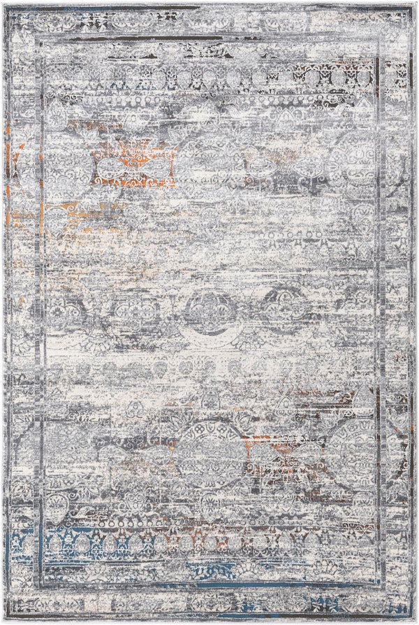 Unique Loom Finsbury Charlotte Machine Made Abstract Rug Multi, Gray/Orange/Ivory/Olive/Brown/Blue/Yellow 5' 3" x 8' 0"