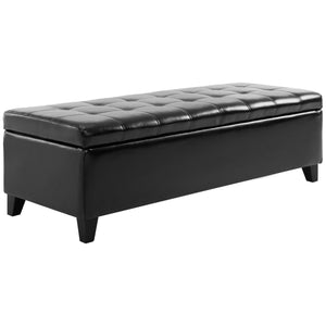 English Elm HOMCOM Tufted 51" Storage Ottoman Bench with Lift Top and Soft-Close Lid, Padded Seat for Living Room Black W2225P217744