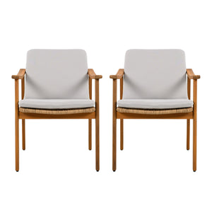 English Elm Christopher Knight Home® - Outdoor Dining Chairs Set of 2 with Acacia Wood Frame and Brown PE Wicker, Waterproof Cushions, 400lb Capacity Grey,Teak N779P280043G