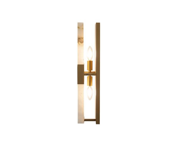 Sunpan Rovira Table Sconce - Hand Carved Alabaster & Brushed Gold Iron Base for Soft Ambient Glow
