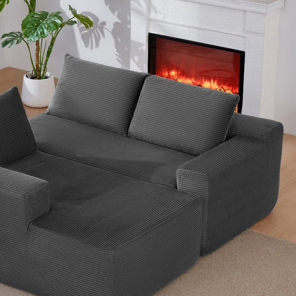 English Elm Cloud Oversized Corduroy Chaise Sectional with Deep Seat for Cozy Living Spaces W3975P391634