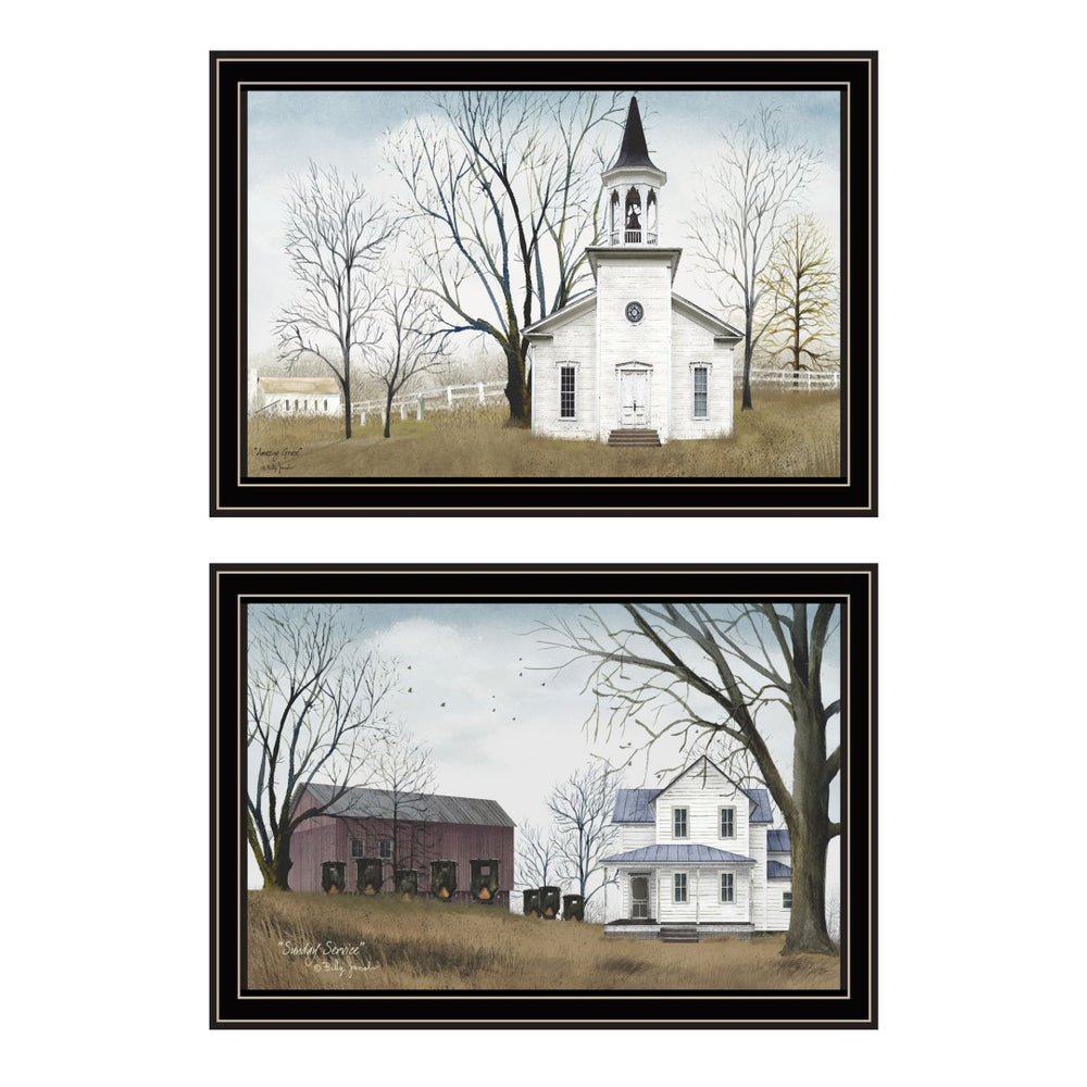 English Elm Trendy Decor 4u Amazing Grace Two Panel Black Framed Faith Wall Art Print B067P254110
