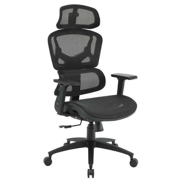 OSP Home Furnishings Mesh Back Ergonomic Manager Chair with Lumbar Support Headrest and Adjustable Armrests EMM98958HR-3