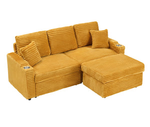 English Elm (The 80-inch Floral Multifunctional Sofa Right Section with Hidden Recline, Cup Holders, Space-Saving Design W3356P314465